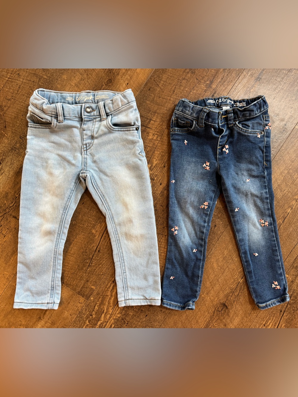 Cat & Jack  Light Blue and Dark Blue Floral Girls' Denim Jeans sizes 3T